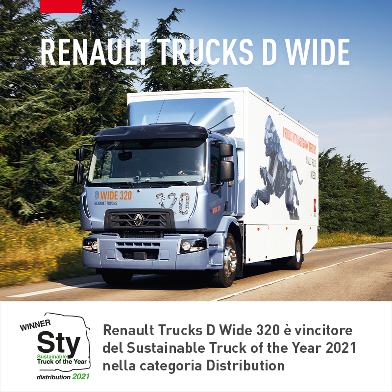 RENAULT TRUCKS D WIDE è vincitore del Sustainable Truck of the Year 2021 nella categoria Distribution.
